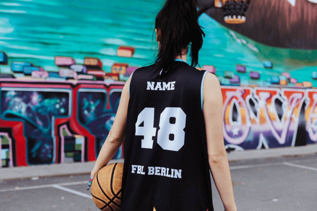 Basketballtrikots Frau Detail Back